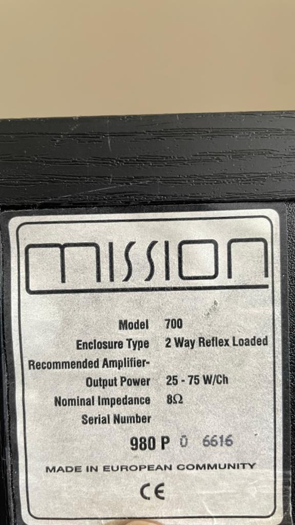 Mission 700 Speakers - Set van 3, Gebruikt, 60 tot 120 watt, Front, Rear of Stereo speakers, Ophalen
