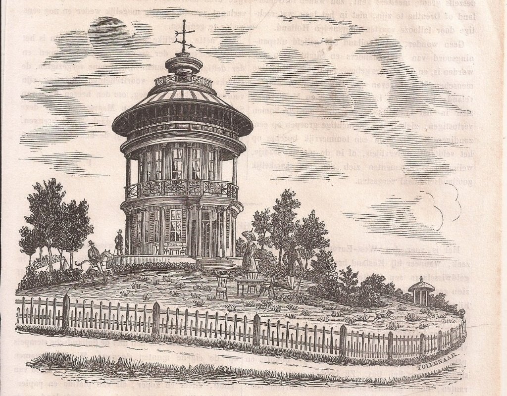 Het Paviljoen te Balricum 1846 houtgravure Tollenaar, Origineel, 1800 - 1899, Ophalen of Verzenden, Gravure