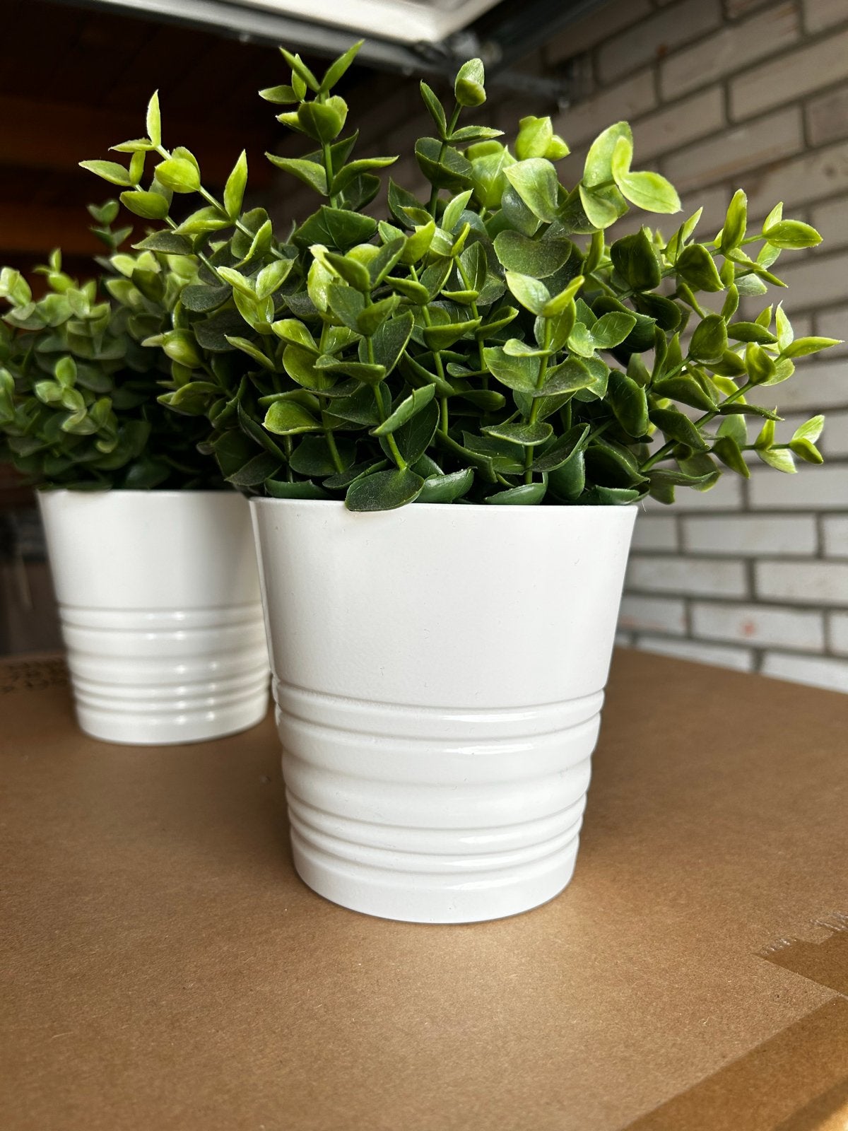 Set van 2 kunstplanten in witte potten - IKEA FEJKA, Binnen, Groen, Kunstplant, Ophalen of Verzenden