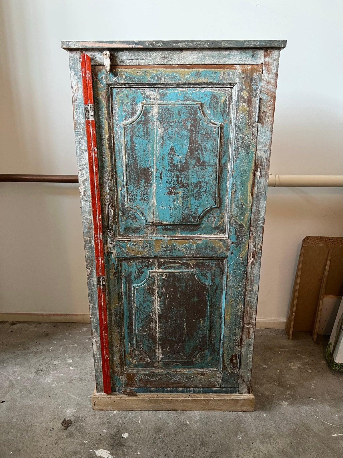 Vintage Indiase kolomkast / opbergkast turquoise (Loods 5), Ophalen of Verzenden