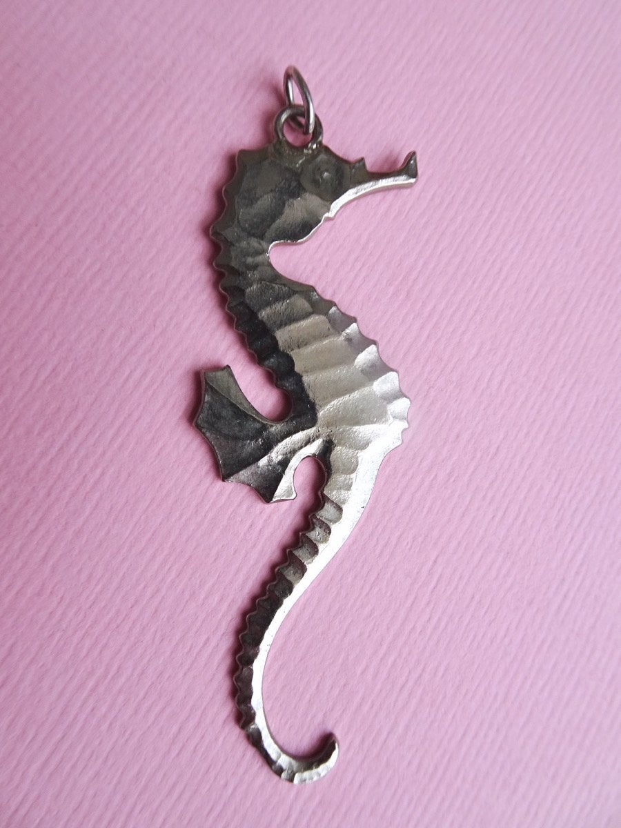 jwg Grote vintage 60s Zeepaardje ketting hanger zilver klr, Verzenden, Overige materialen, Hanger