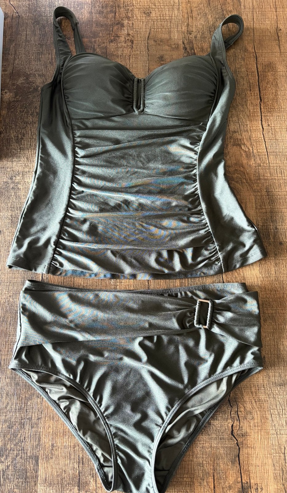 Olijfgroene Tankini Set - Zo goed als nieuw maat 42/44, Ophalen of Verzenden, Zo goed als nieuw, Groen, Overige typen