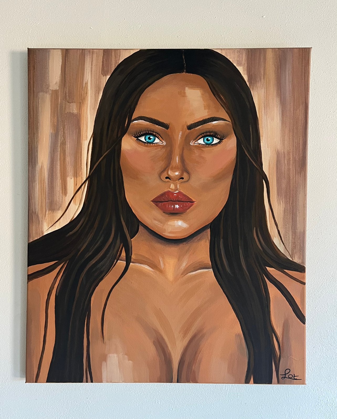 Acryl schilderij - 50 x 60 - Vrouw, Ophalen of Verzenden, Handgeschilderd, Acrylverf, Portret