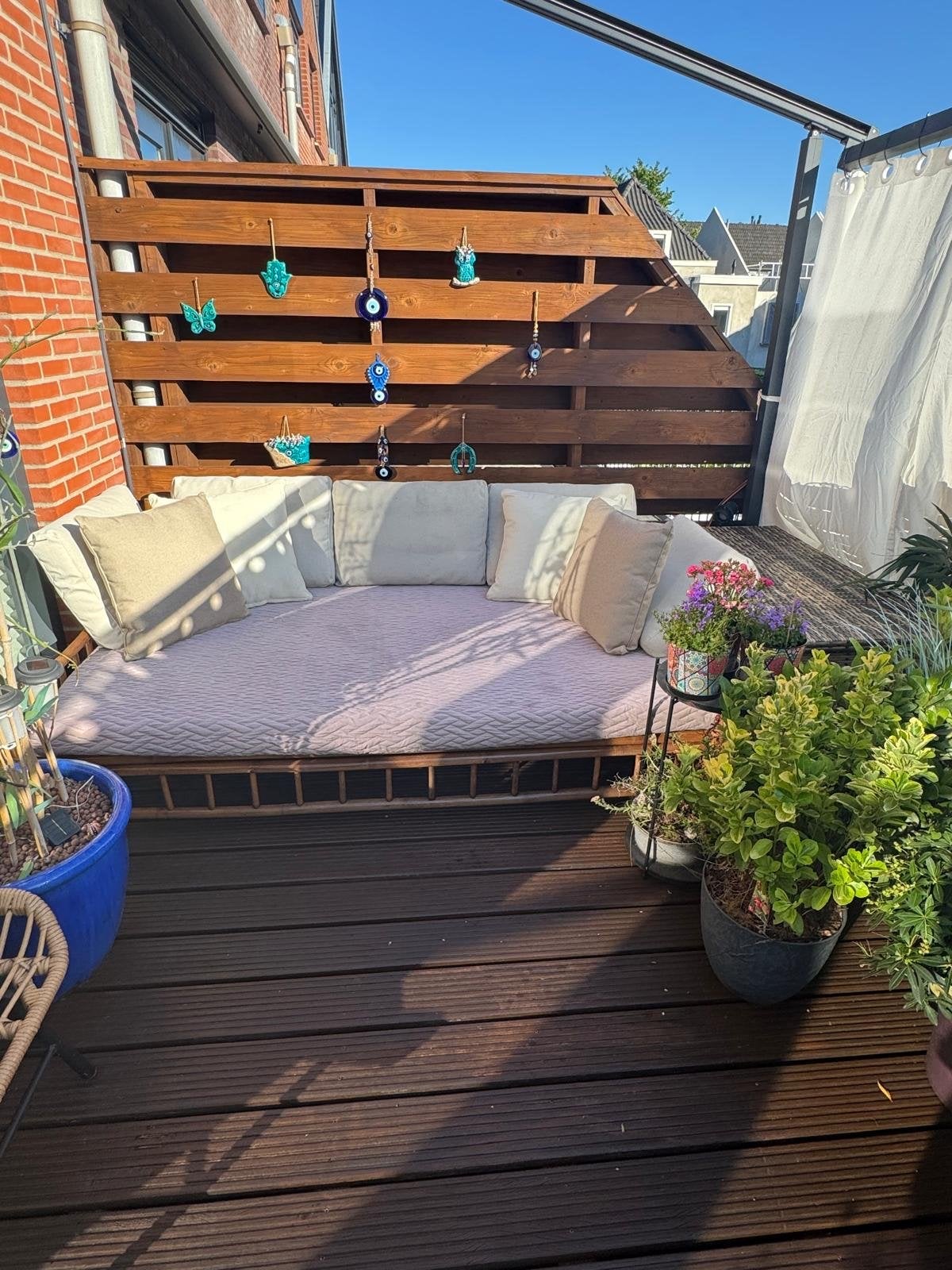 Exotan Daybed Buiten - Bamboebed - Taupe - 198x135x70, Overige materialen, Vlaardingen, Bamboe, Zo goed als nieuw