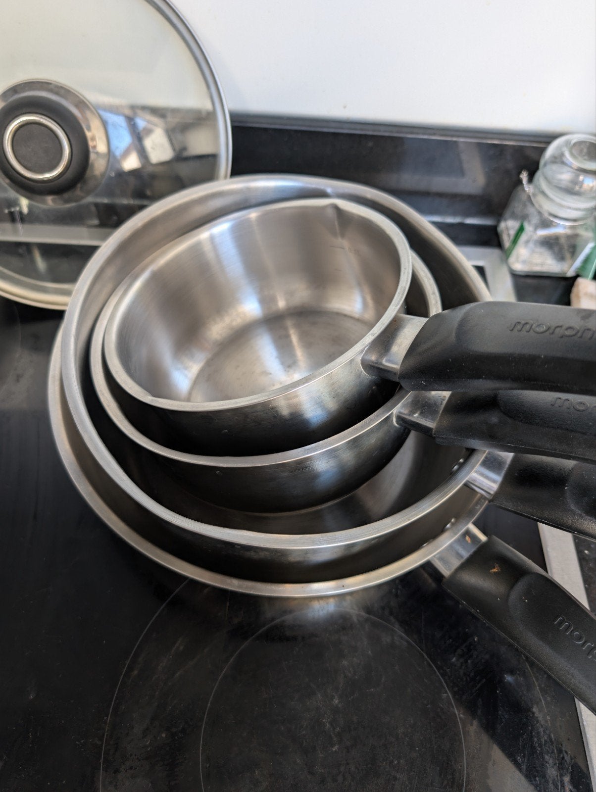 Pannenset Morphy Richards RVS met deksels - 4-delig, Ophalen of Verzenden