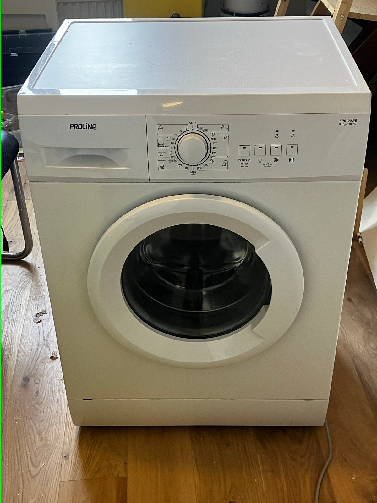 Wasmachine 6kg 1000T proline, Ophalen, 6 tot 8 kg, Voorlader, 85 tot 90 cm
