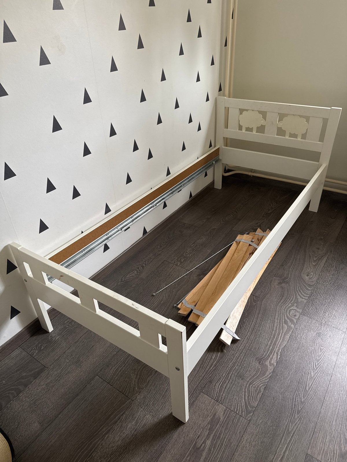 Eenpersoons kinderbed wit met lattenbodem 160x70, Ophalen, Gebruikt, Wit, Hout