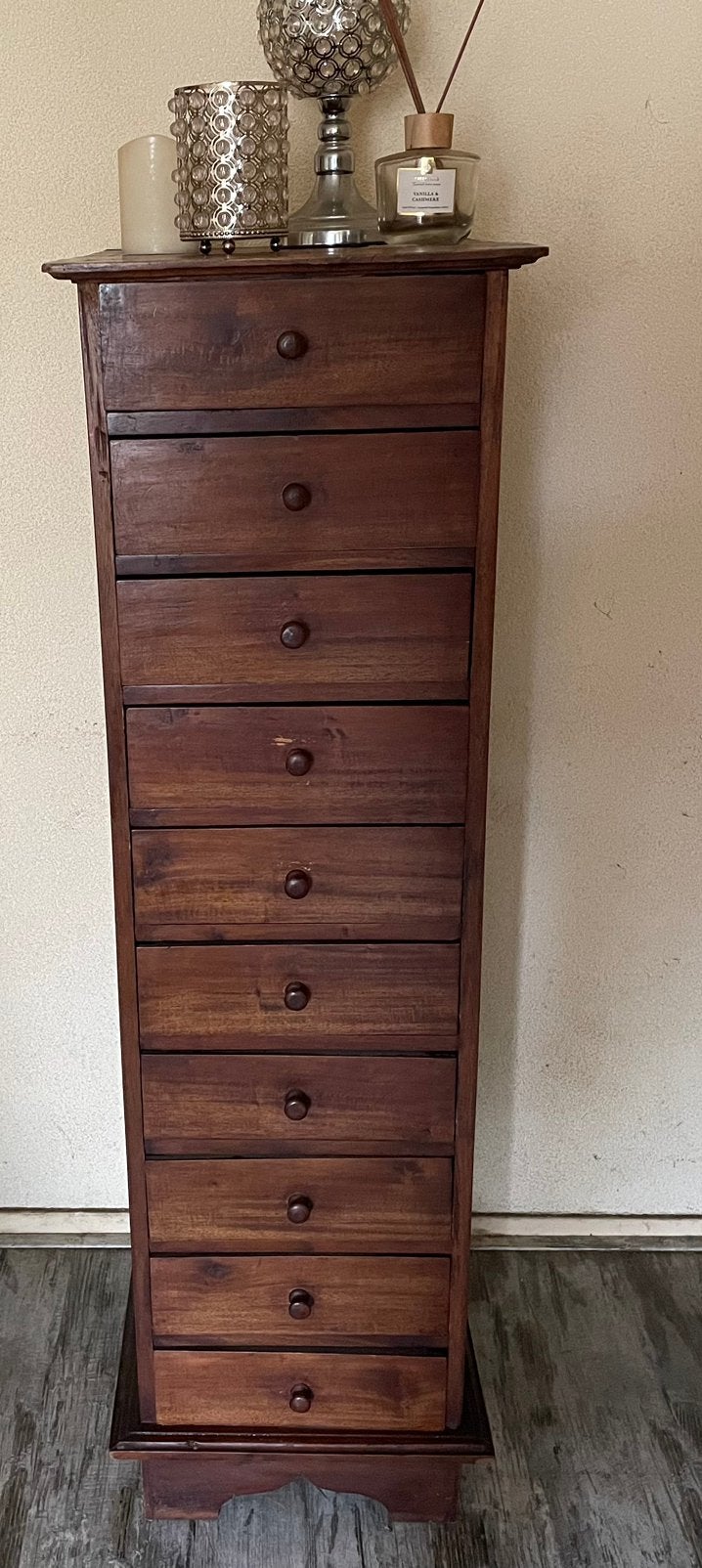 Prachtige houten apothekerskast (131cm h-44 cm d-40cm b), Huis en Inrichting, Ophalen, Minder dan 50 cm, Gebruikt, 5 laden of meer