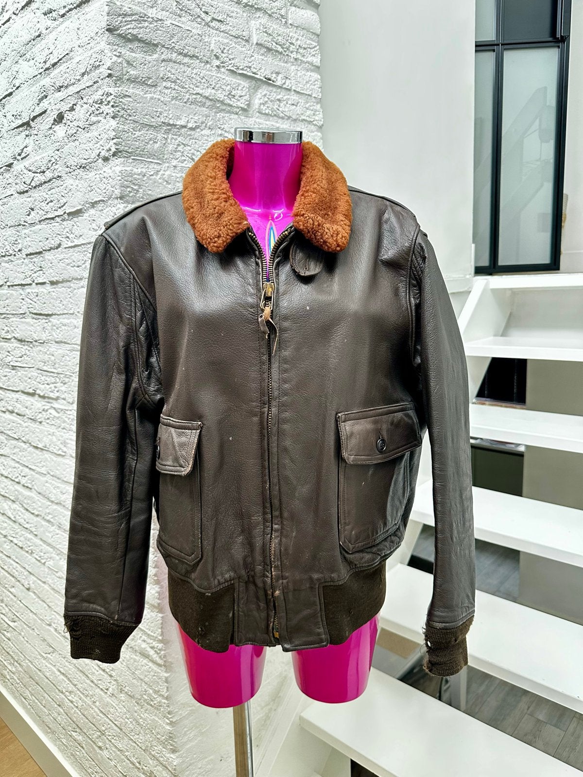 1969 Original US Navy G-1 Flight Jacket Vietnam, Kleding | Heren, Ophalen of Verzenden, Gedragen, Maat 46 (S) of kleiner, Bruin