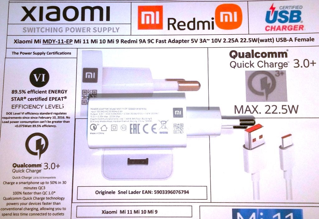 Xiaomi Mi 10 5G MDY-11-EP 2A 22.5W USB-C 12V 5V Adapter, Adapter, Ophalen of Verzenden, Zo goed als nieuw, Xiaomi