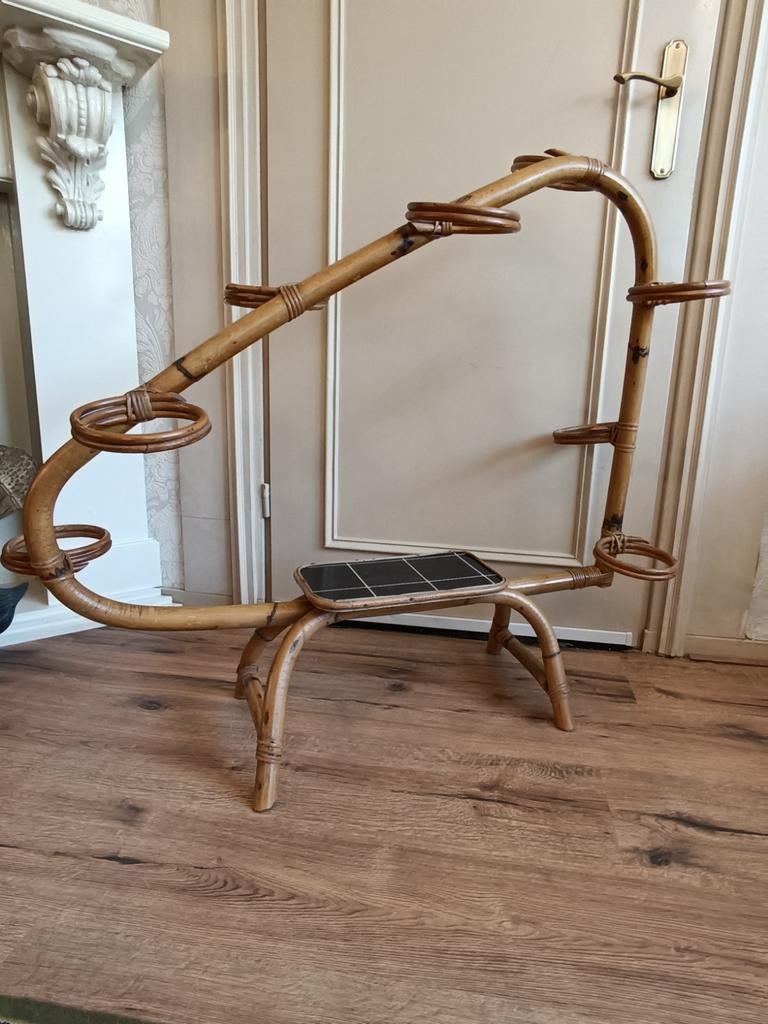 Vintage Rotan Plantenstandaard, Verzamelen, Retro, Ophalen of Verzenden, Huis en Inrichting