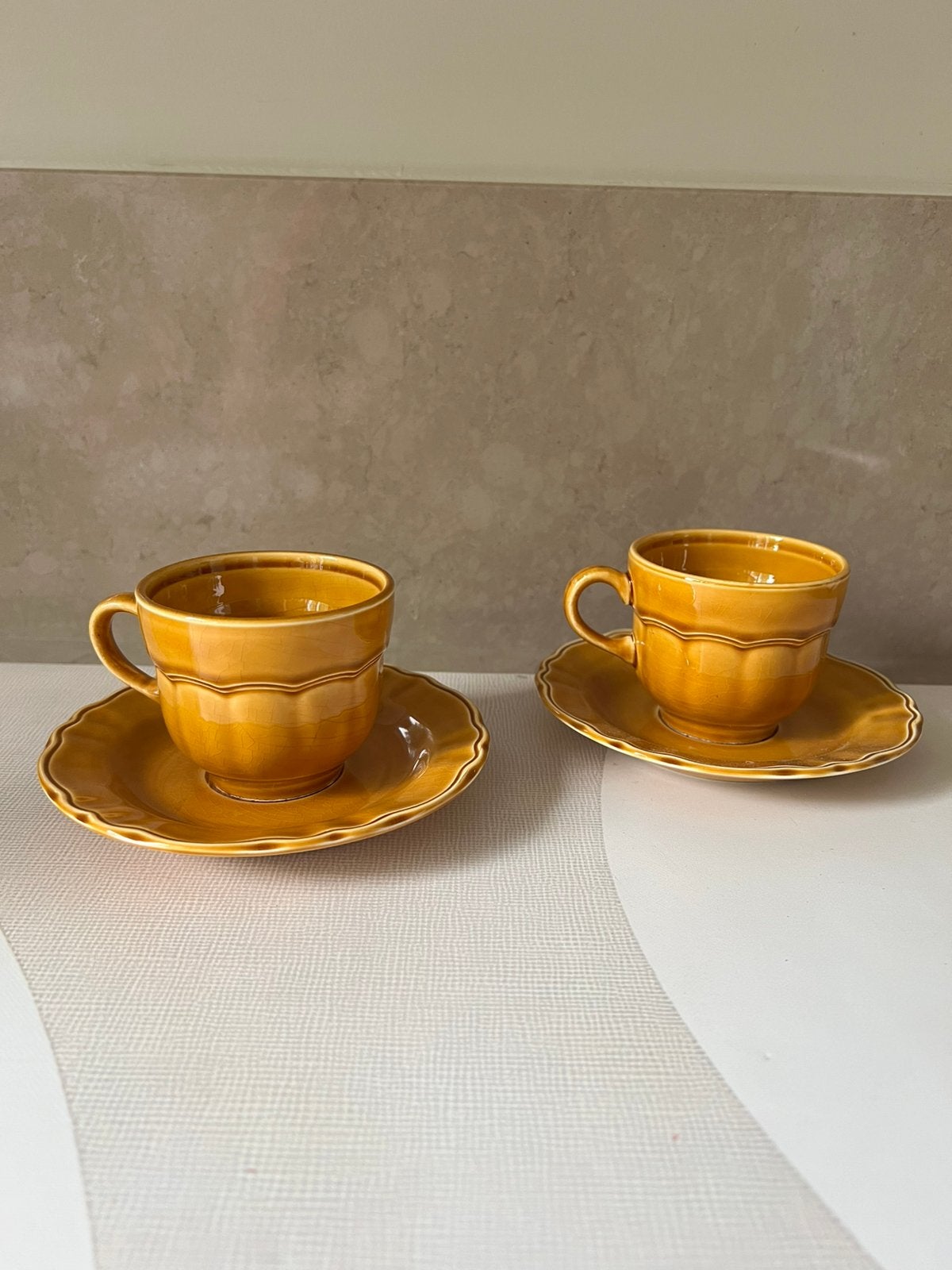 Pagnossin Treviso – 2 vintage kop en schotels | jaren 60, Ophalen of Verzenden, Zo goed als nieuw, Overige stijlen, Kop(pen) en/of Schotel(s)