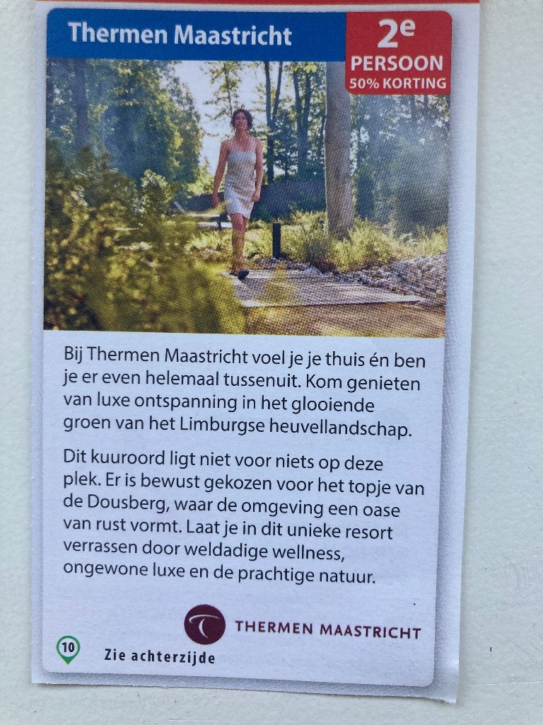 Kortingsbon 2e persoon 50% korting - Thermen Maastricht, Tickets en Kaartjes, Kortingen en Cadeaubonnen, Drie personen of meer