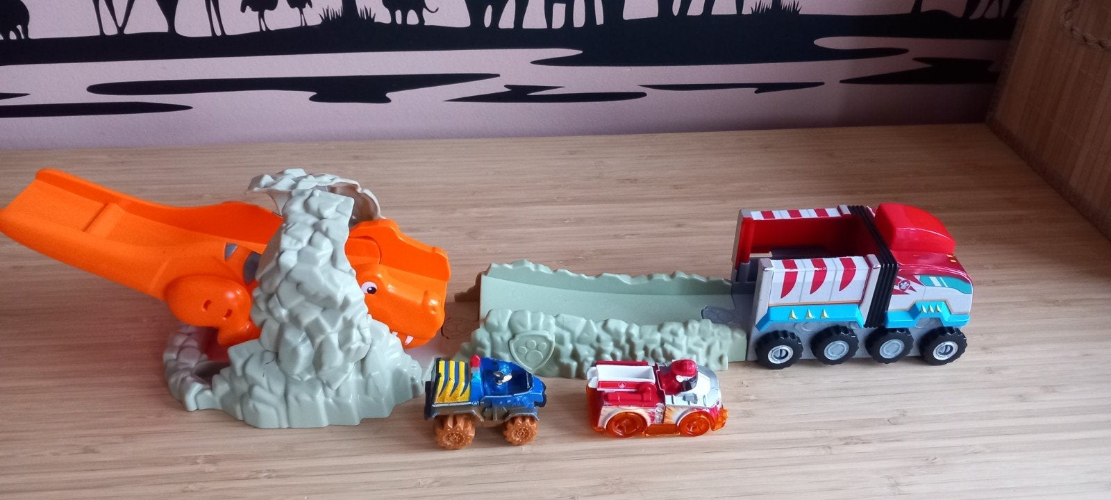 Paw Patrol Dino Rescue speelset Chase en Marshall auto's, Ophalen of Verzenden, Gebruikt