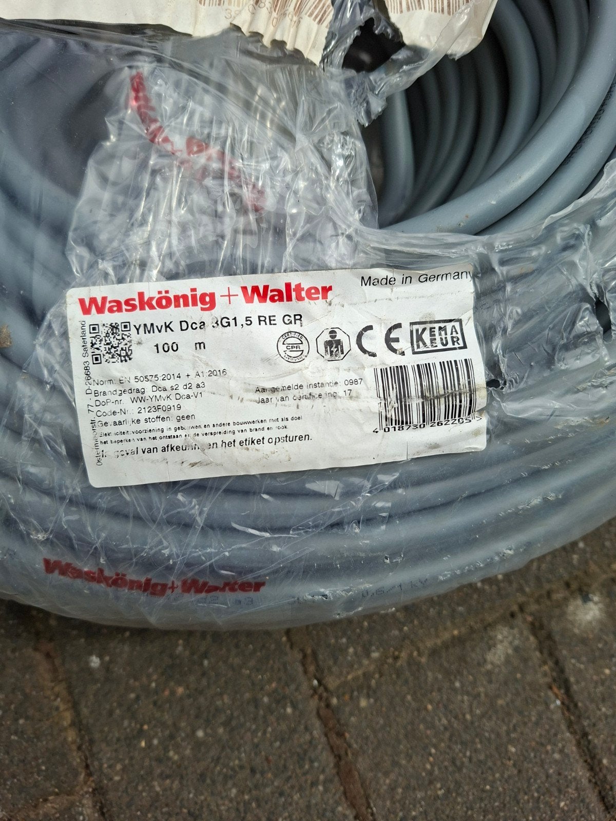 Waskönig + Walter YMVK Dca 3G1.5 RE GR kabel 100m, Ophalen of Verzenden, Nieuw, Overige merken, Kabel of Snoer