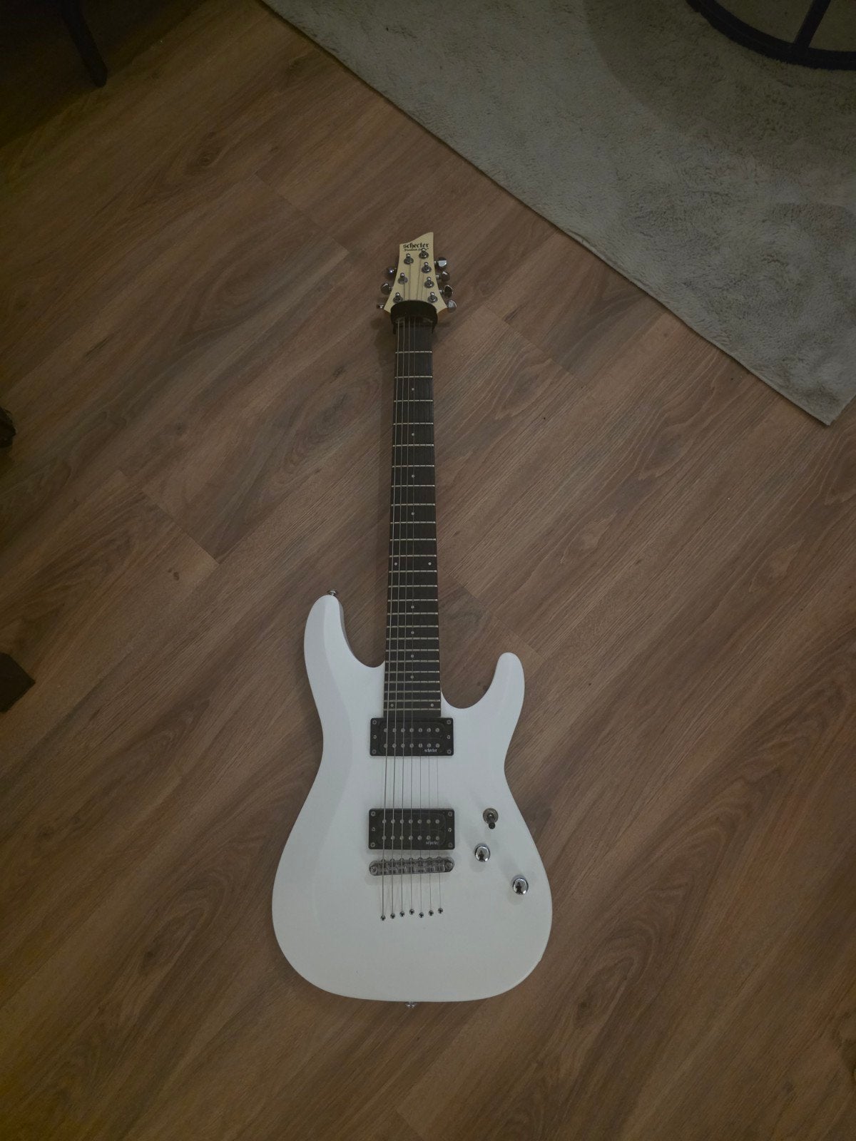 Schecter C-7 Deluxe Satin White  7-string elektrische gitaar, Muziek en Instrumenten, Ophalen, Gebruikt, Solid body, Overige merken