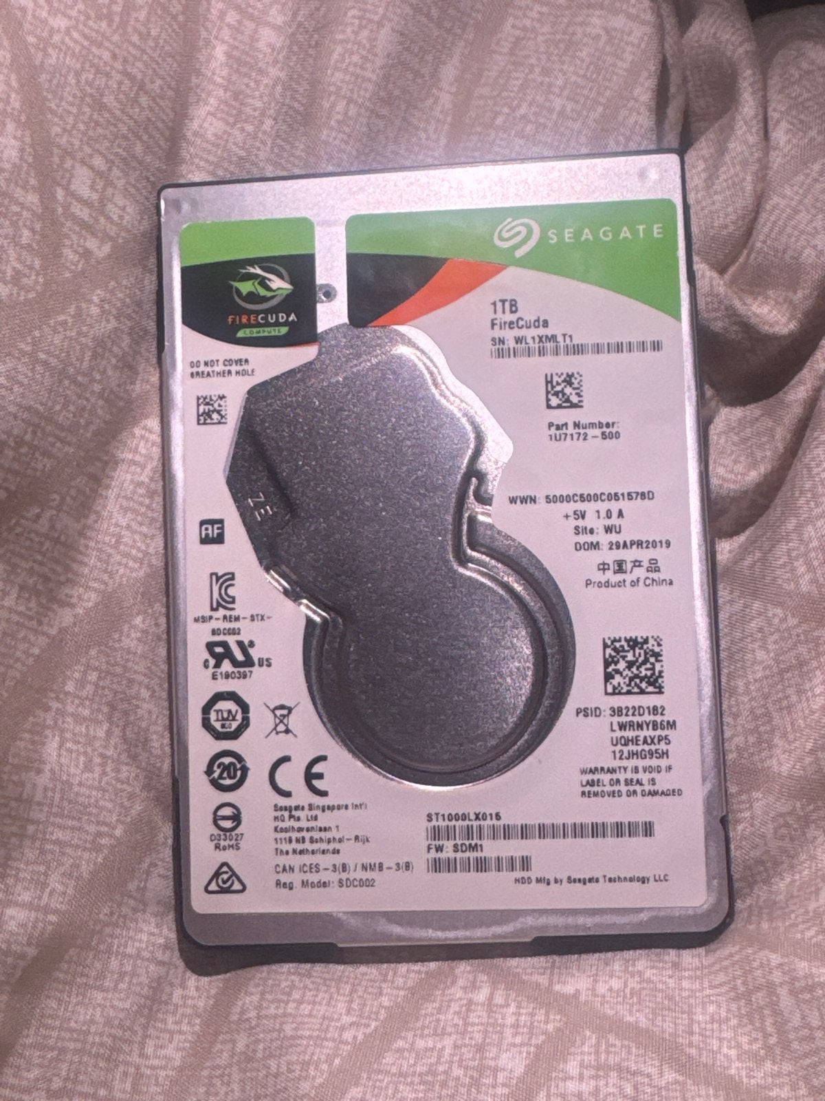 Seagate FireCuda 1TB HDD - Intern, Computers en Software, Intern, Server, Ophalen of Verzenden, Zo goed als nieuw