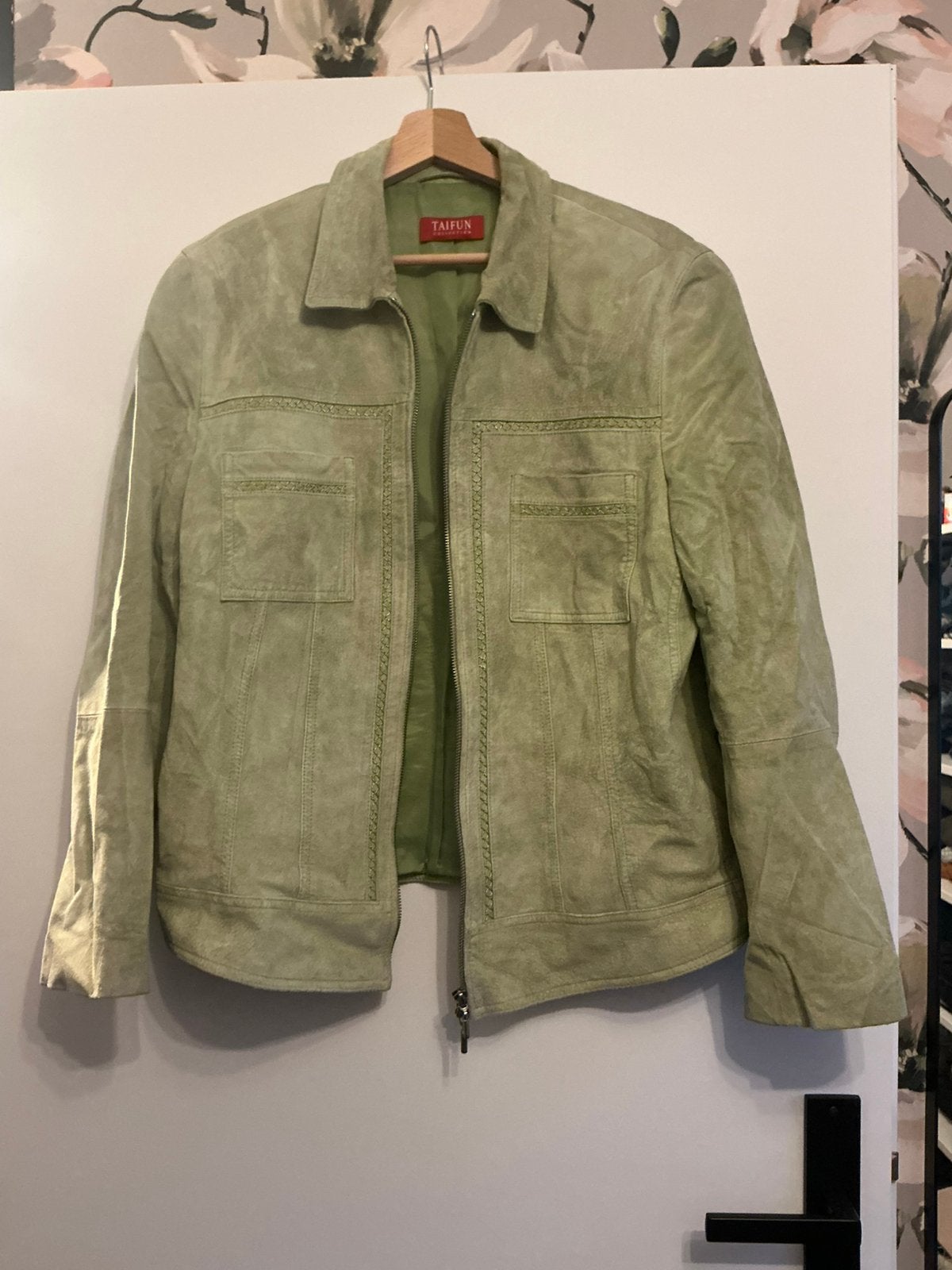 Groene leren jas – Taifun – maat 46 (valt als L), Ophalen of Verzenden, Zo goed als nieuw, Maat 46/48 (XL) of groter, Groen