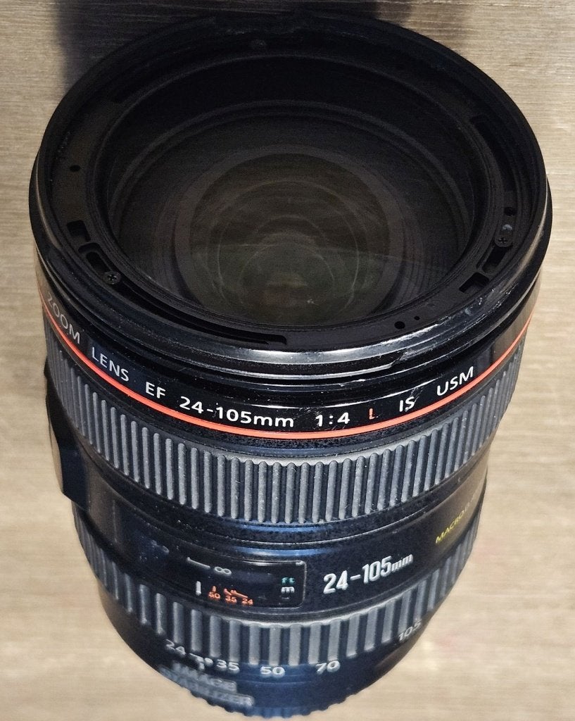 Canon EF 24-105mm f4L IS USM met cosmetische beschadigingen, Ophalen, Gebruikt, Canon, Handmatige focus