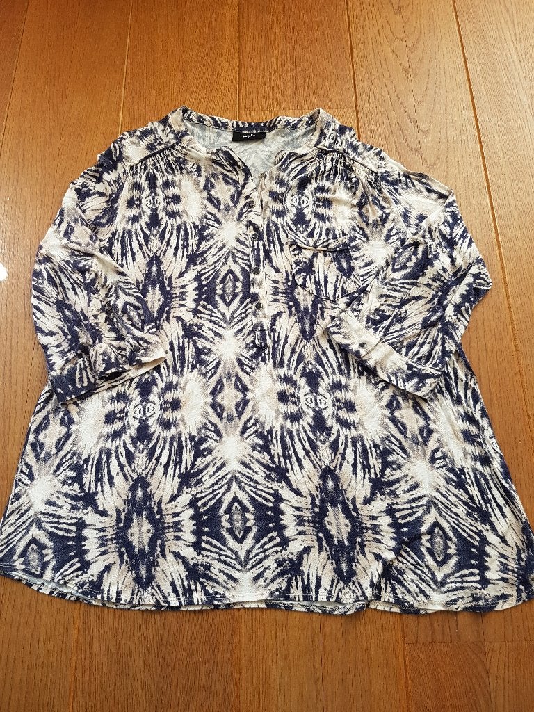 Blauw/beige blouse, Wallis, maat L, Meerkleurig, Wallis, Maat 42/44 (L), Nieuw