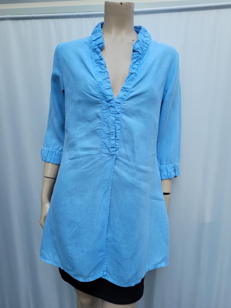 0039 Italy linnen tuniek/blouse maat M/38, Ophalen of Verzenden, Zo goed als nieuw, Maat 38/40 (M), Blauw