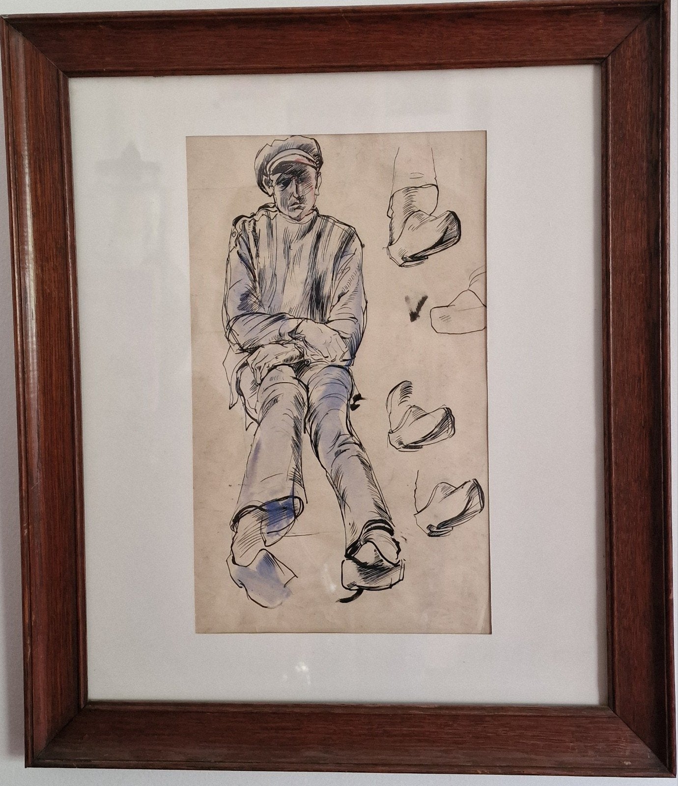 Studie Johan Dijkstra, inkt aquarel, Groninger Ploeg, Ophalen of Verzenden
