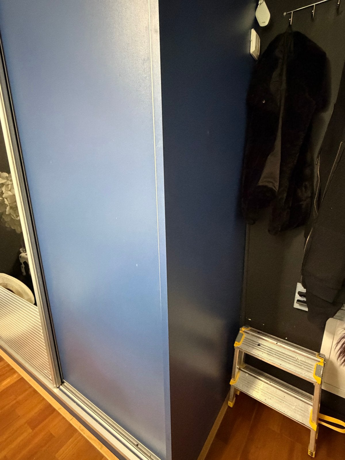 Maatwerk Schuifdeurkast - Blauw met Spiegeldeur, Ophalen, Gebruikt, 200 cm of meer, Glas
