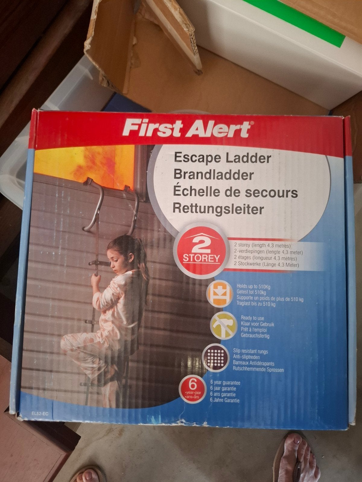 4 x First Alert Vluchtladder 4.3m - 2 Verdiepingen, Ophalen, Nieuw, 4 meter of meer