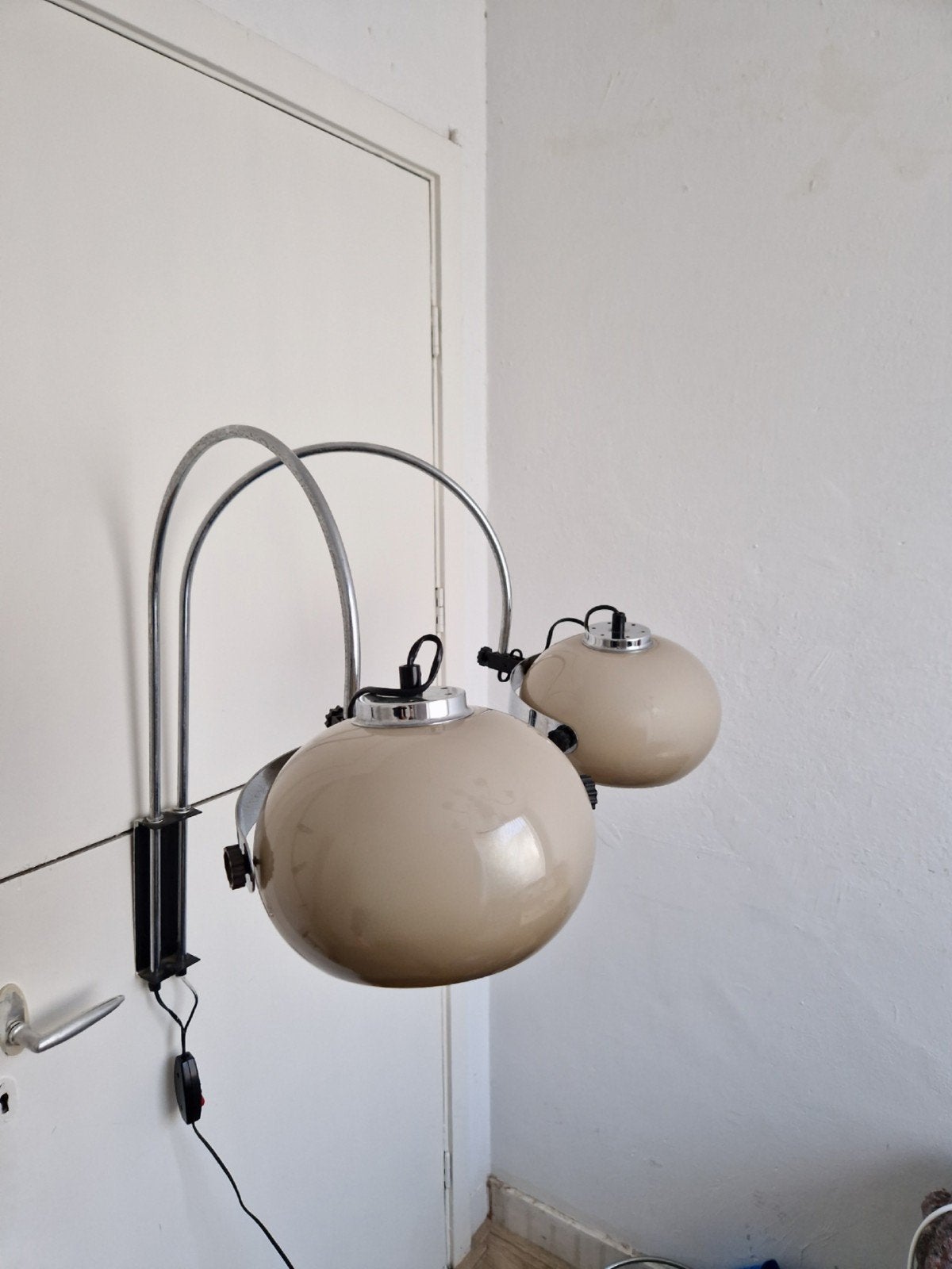 Vintage Dijkstra mushroom wandlamp 2 bogen chroom, Ophalen
