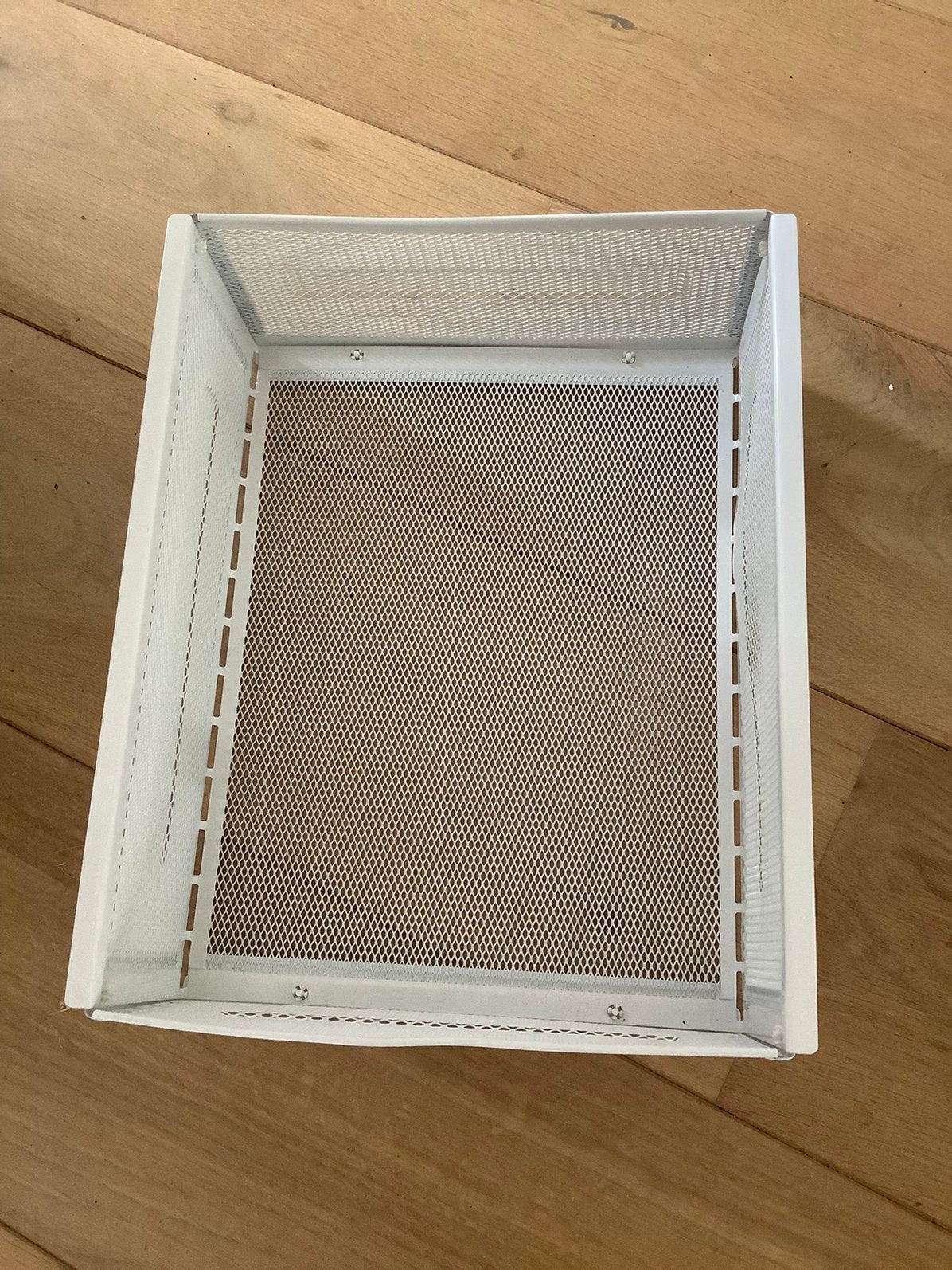 Draadmand, staal, wit, 33,5 x 25 x 11 cm, Ophalen, Gebruikt, Rond, Overige materialen