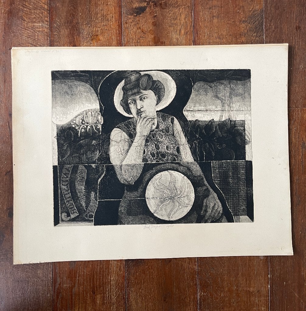 twee grote etsen van Erik Pape 1968, Antiek en Kunst, Kunst | Etsen en Gravures, Ophalen, Portret, 47 cm, Origineel