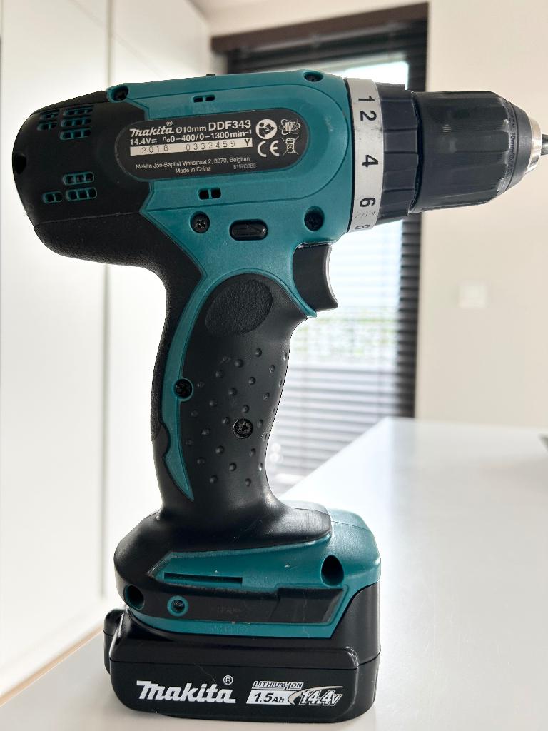Te koop: Makita accuschroever DDF343 – complete set, Doe-het-zelf en Verbouw, Gereedschap | Boormachines, Ophalen, Zo goed als nieuw