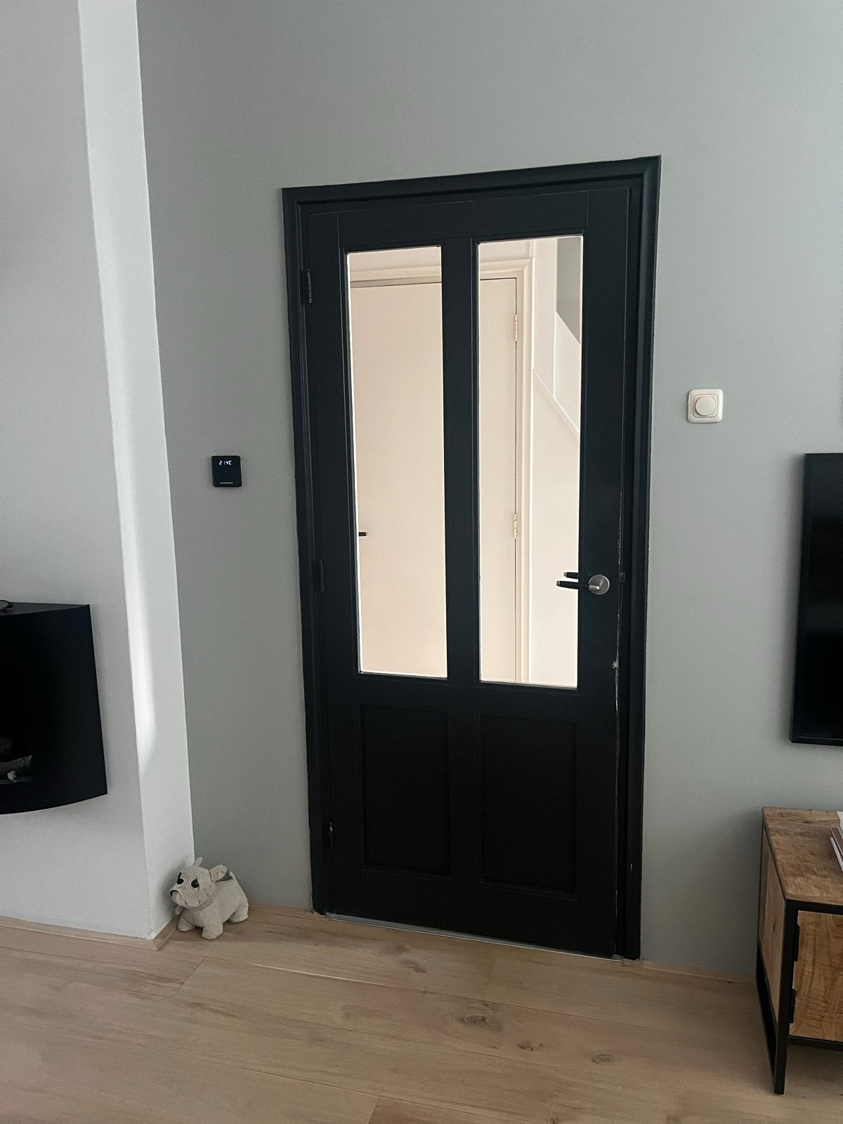 Stijlvolle binnendeur met glas - Zwart/Wit, Ophalen, Gebruikt, 80 tot 100 cm, Binnendeur