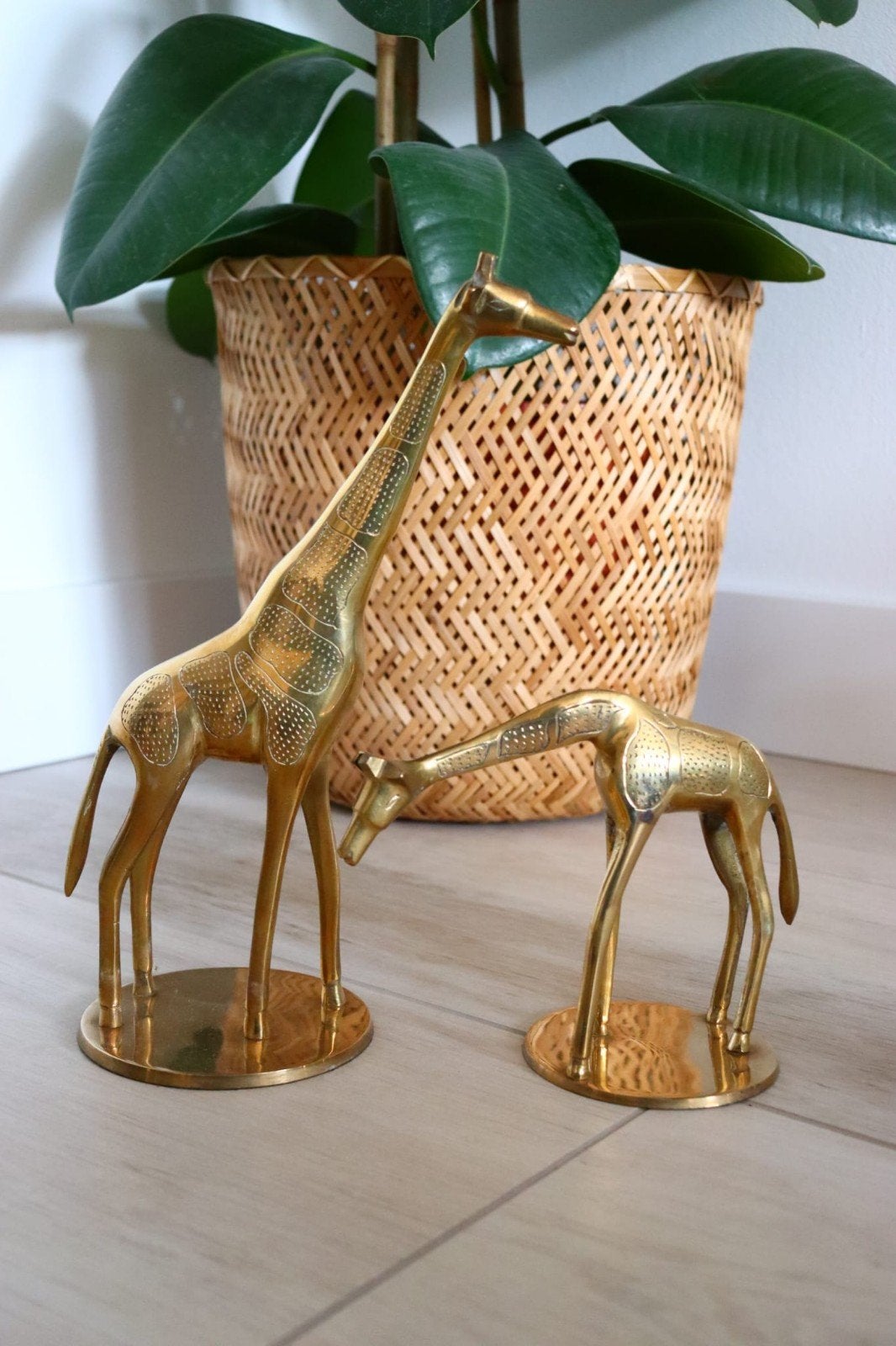 Set van 2 messing giraffen - Vintage decoratie, Ophalen of Verzenden
