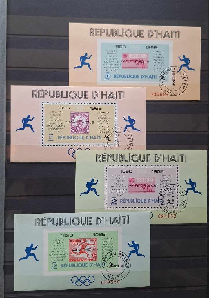 Haïti Marathon Olympische Spelen 1968 Postzegelblokken, Ophalen of Verzenden, Gestempeld, Noord-Amerika