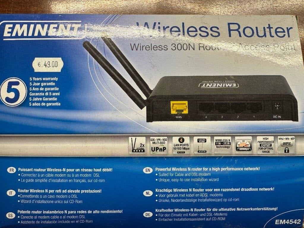 Eminent Wireless router EM4542, Ophalen of Verzenden, Nieuw, Router, Eminent