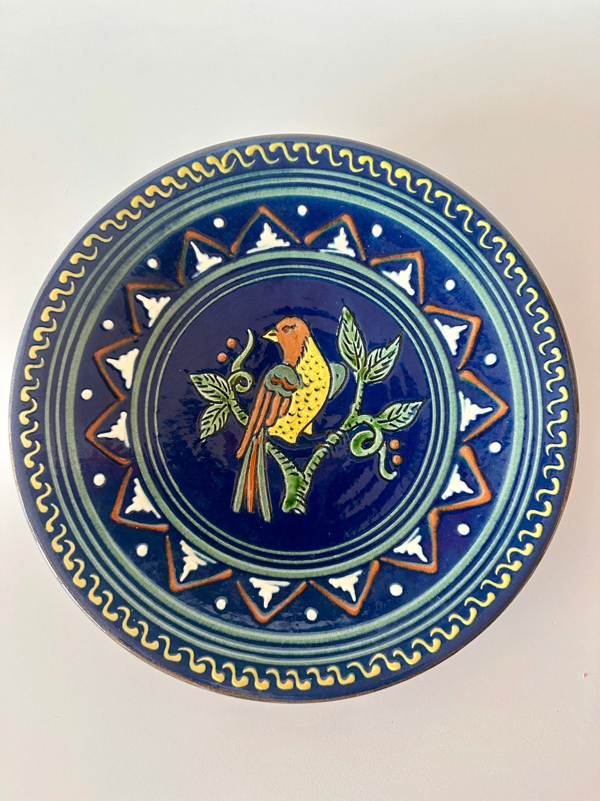 Vintage Puigdemont Handgeschilderd Sierbord met Vogel, Ophalen of Verzenden