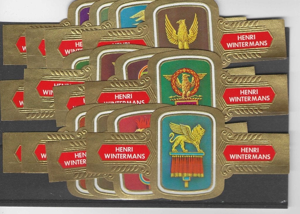reeks HG 322     legerstandaards 1-12   sigarenbanden, Verzamelen, Ophalen of Verzenden, Zo goed als nieuw, Sigarenbandjes