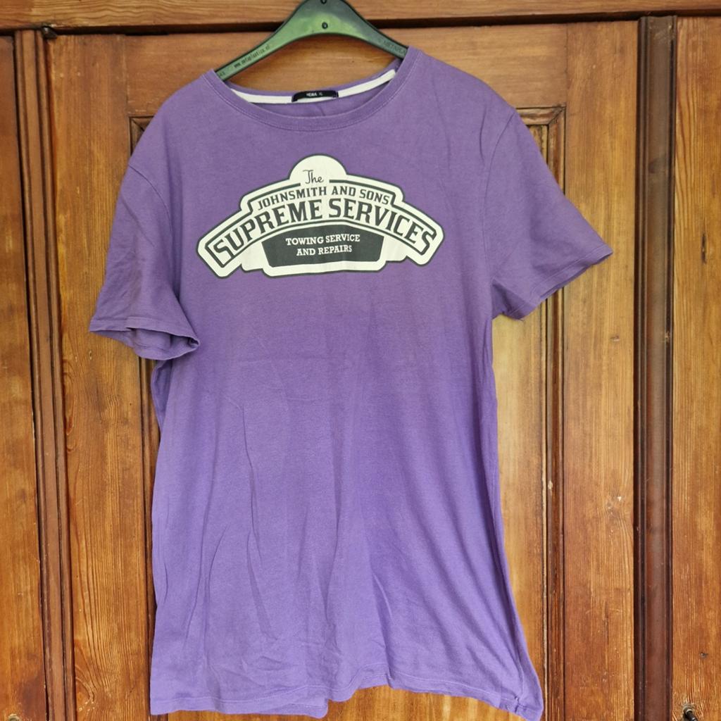 Hema XL Paars T-shirt met Opdruk - Heren, Hema, Paars, Maat 56/58 (XL), Ophalen of Verzenden