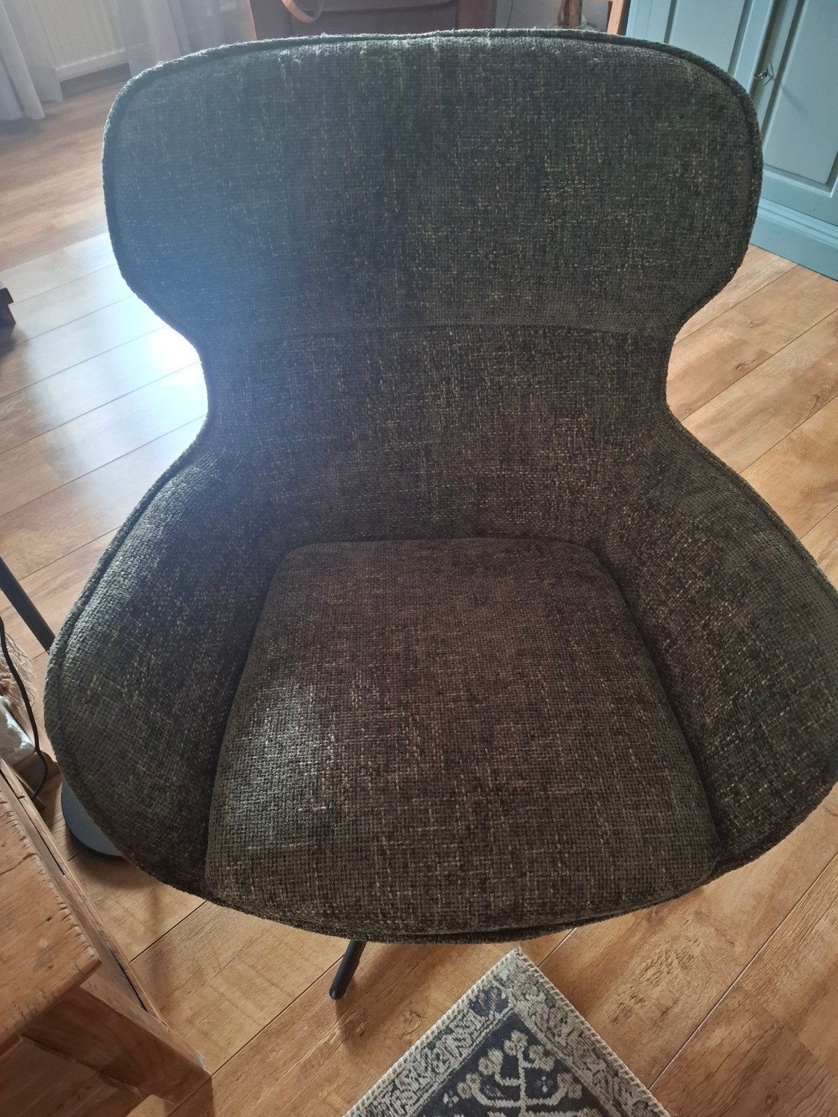 Fauteuiltje donkergroen, Huis en Inrichting, Stoelen, Zo goed als nieuw, Eén, Stof, Overige kleuren, Ophalen
