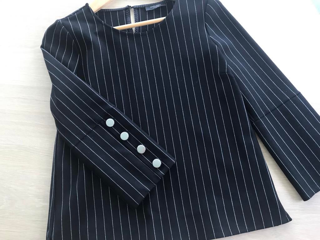 Zwart gestreept bloesje Claudia Sträter, Kleding | Dames, Ophalen of Verzenden, Zo goed als nieuw, Zwart