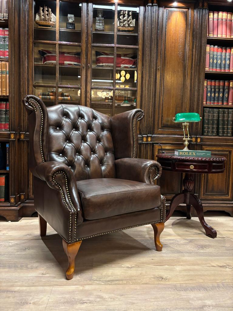King Oorfauteuil Chesterfield - Bruin Leer, Ophalen, Chesterfield brand, Info@chesterfieldjunkie.nl, Gosem engelsstraat