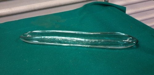 Schaal, decoratie schaal van dik glas, langwerpig, Ophalen of Verzenden, 'T Olde Gre-j, Info@toldegrej.nl, Endepoelstraat 20f Didam