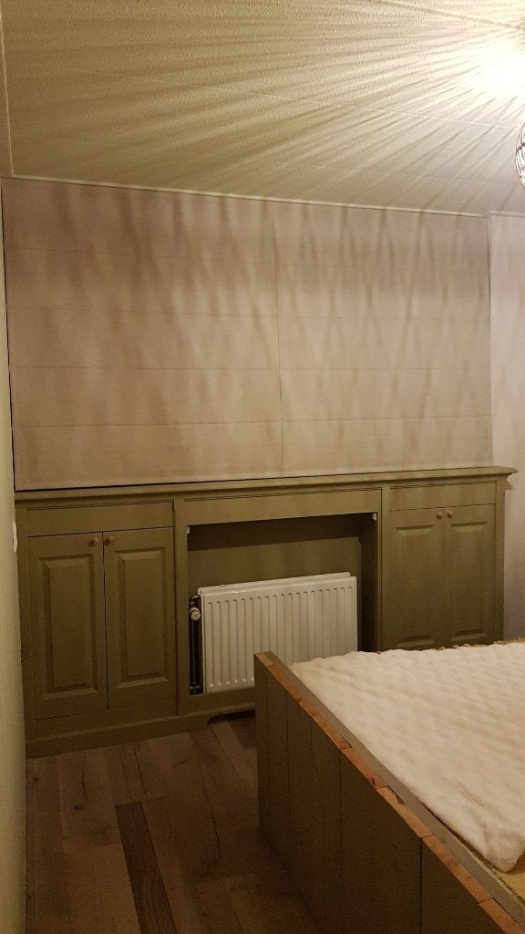 Vouwgordijn, Huis en Inrichting, Ophalen, Verduisterend, Beige, Vouwgordijn
