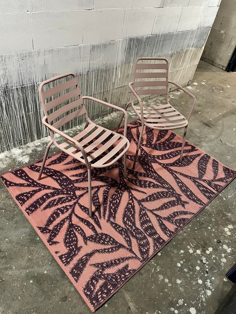 Metalen roze tuinstoelen, Ophalen, Gebruikt, Metaal, Stapelbaar