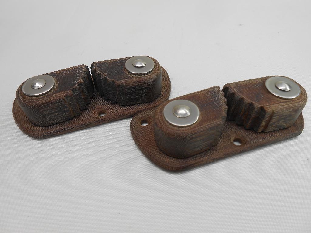 Tufnol schootklemmen, touwklemmen, 12 - 14 mm lijn, set 2 st, Ophalen of Verzenden, Gebruikt, Overige typen