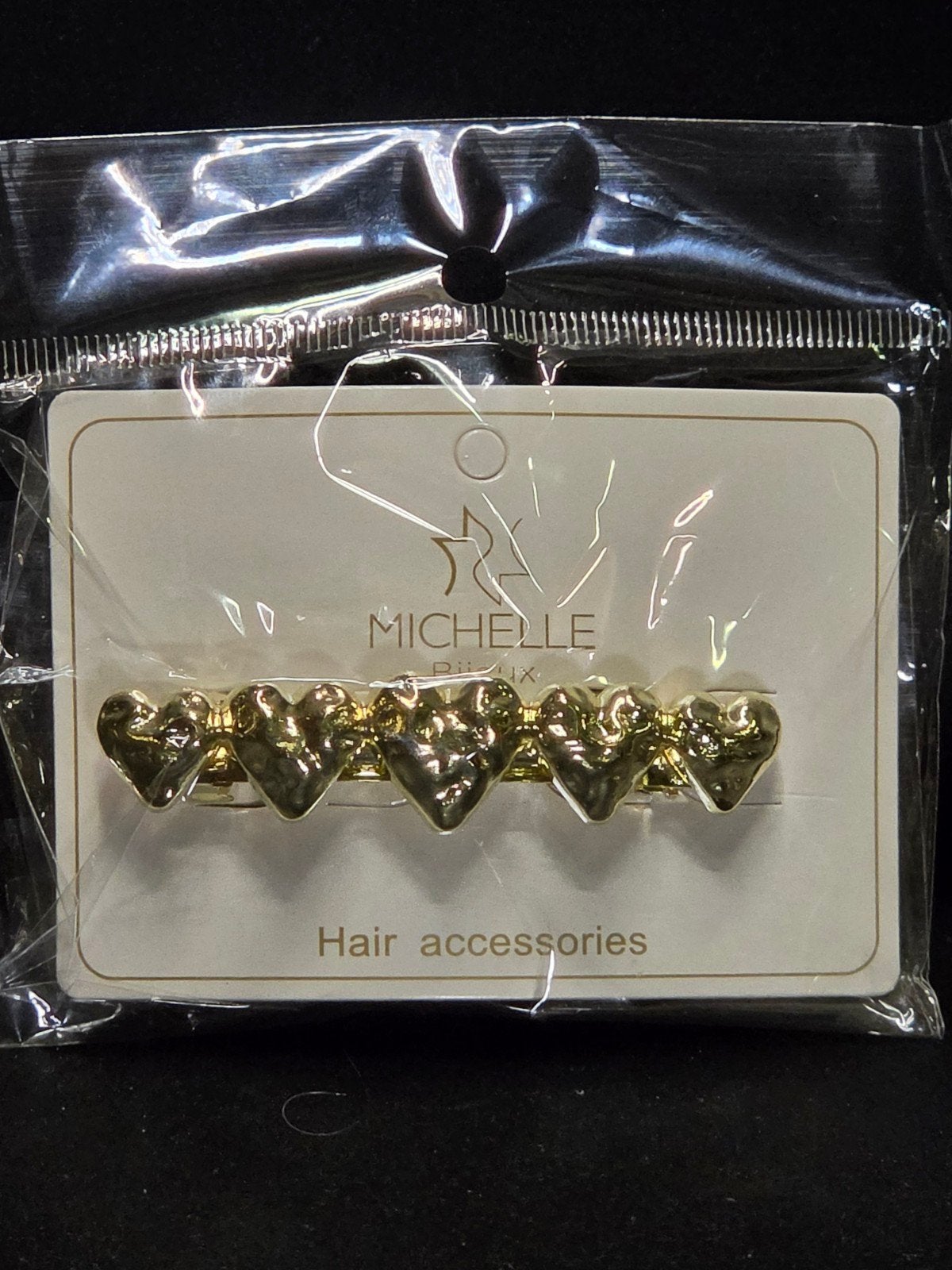 Michelle Haarclip Hartjes Goudkleurig Heart Hair Clip, Haarspeld, ., Nieuw, Ophalen of Verzenden