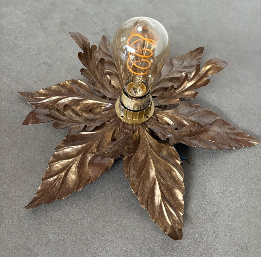 Vintage Florentijnse lamp, iconische stijl van Hans Kögl, Vintage, Zo goed als nieuw, Metaal, E27 (groot)