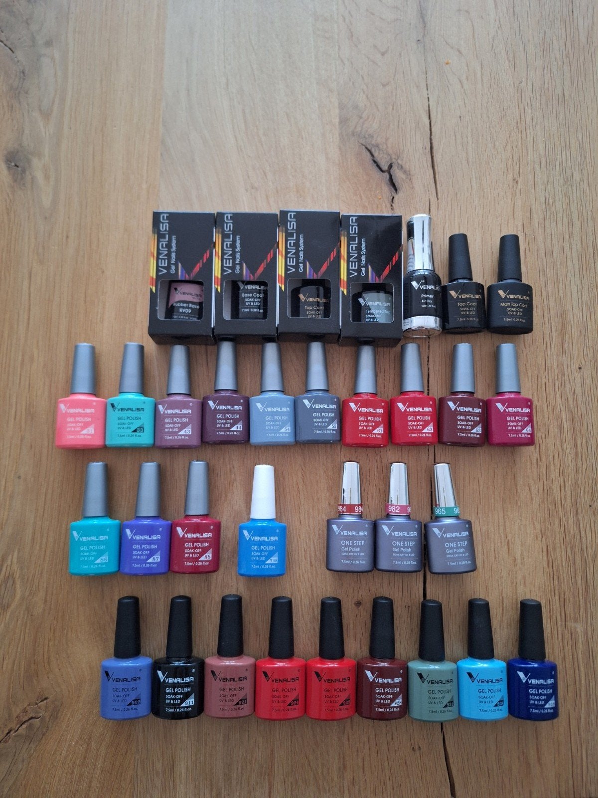 Set Venalisa gellak base/top coat+rubber base 26 kleuren, Ophalen of Verzenden