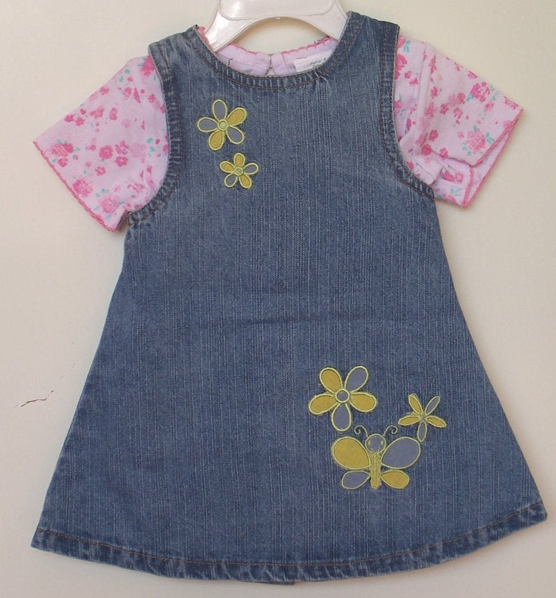 Denim jurk + roze shirt maat 86 NIEUW (5297), Meisje, Jurkje of Rokje, Nieuw, Ophalen of Verzenden